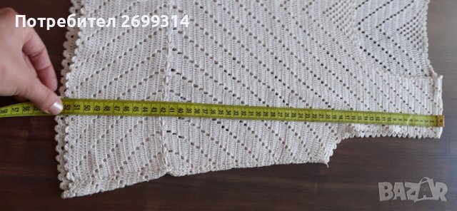 Оригинален потник, изплетен на една кука, в кремав цвят, размер S, снимка 2 - Потници - 37019302