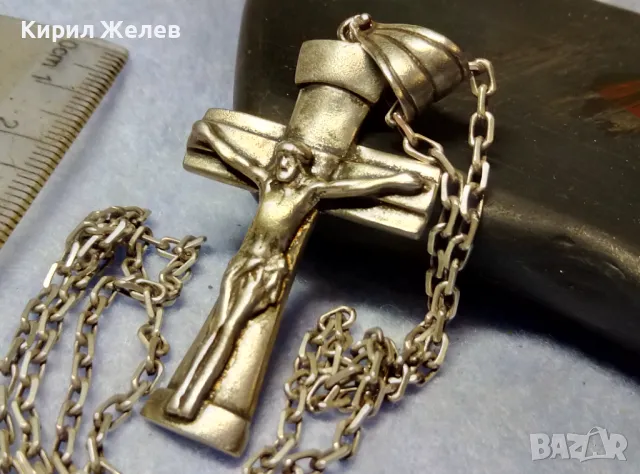 ГОЛЯМ СРЕБЪРЕН КРЪСТ РАЗПЯТИЕ СРЕБРО 925 с РЕТРО СРЕБЪРНА ВЕРИЖКА СРЕБРО 925 АРТ ИЗРАБОТКА 39982, снимка 2 - Колиета, медальони, синджири - 49351535