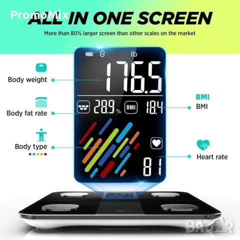 Кантар Анализатор RunStar FG2019LB Smart Везна 22 основни телесни показателя Пулс , снимка 3 - Други - 54136964