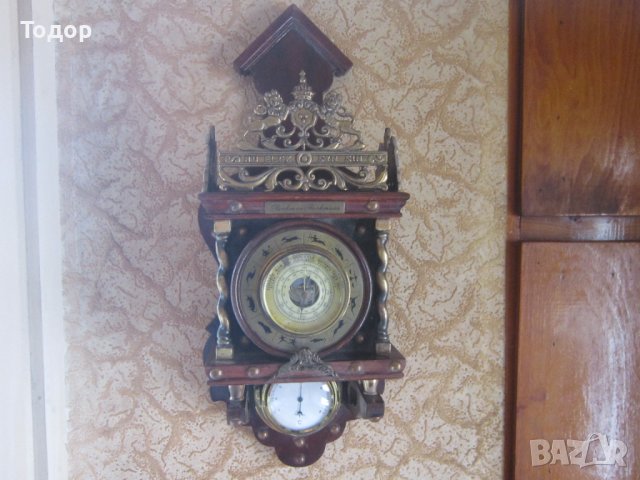 Уникален бронзов барометър термометър в кутия 