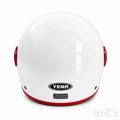Отворена мото каска YEMA ECE R22.06 бяло и червено, снимка 4 - Аксесоари и консумативи - 55865710
