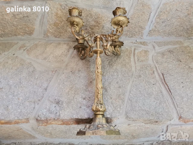 Стар бароков свещник, снимка 4 - Антикварни и старинни предмети - 51384064