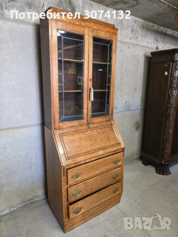 Ретро писалище с оловен витраж, снимка 4 - Бюра - 54347134