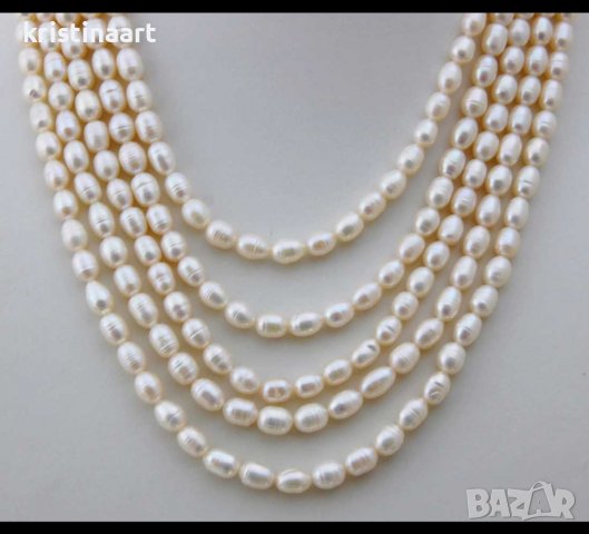 Петредов колие  от бели естествени перли, снимка 3 - Колиета, медальони, синджири - 38690372