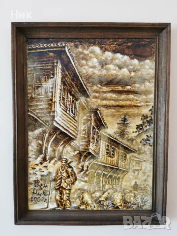 Картина върху платно Овчар с овце през стария град , снимка 2 - Картини - 48870643