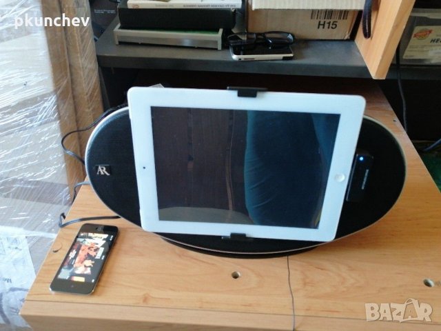 Докинг станция за iPod, iPad, iPhone с усилвател, радио, изходи за видео-сигнал и вход AUX, снимка 12 - Аудиосистеми - 29615596