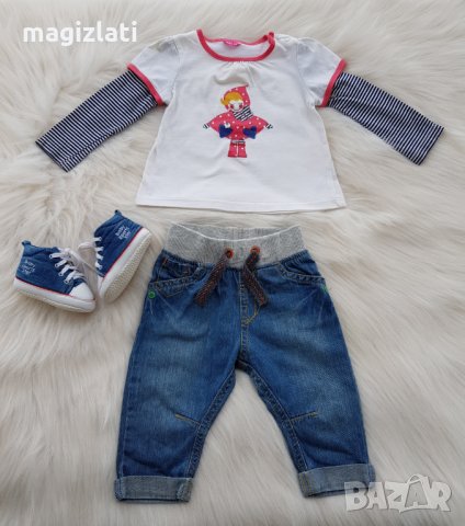 Дънки блуза и буйки за малка дама 3-6 месеца, снимка 7 - Комплекти за бебе - 29855182