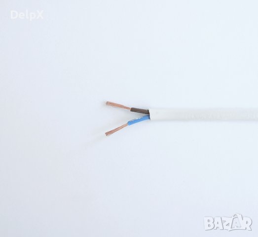 Кабел плосък двужилен захранващ мрежови бял ШВПЛ-Б 2x0,5mm2