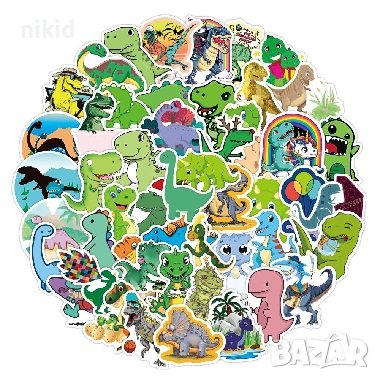 3 вид 50 бр Динозавър динозавърчета динозаври самозалепващи лепенки стикери за украса декор, снимка 3 - Други - 36748087