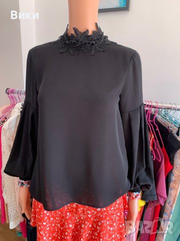 Черна блуза риза Zara , снимка 4 - Блузи с дълъг ръкав и пуловери - 40818802