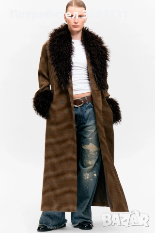 Monki вълнено дълго палто размер S, снимка 4 - Палта, манта - 53220336