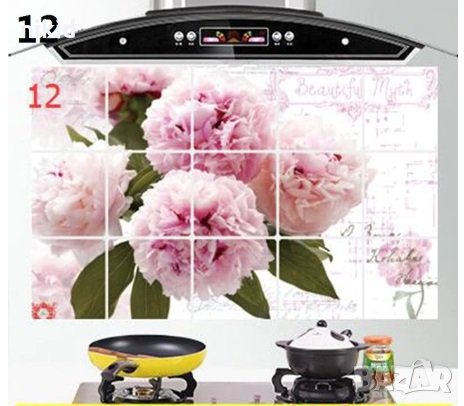 Големи Божури  лепенка стикер имитация плочки за плот на кухня, снимка 1 - Други - 29570186