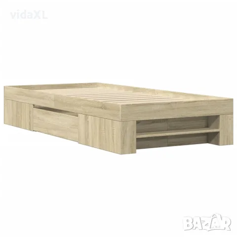 vidaXL Рамка за легло без матрак сонома дъб 75x190 см инженерно дърво, снимка 3 - Спални и легла - 56146878