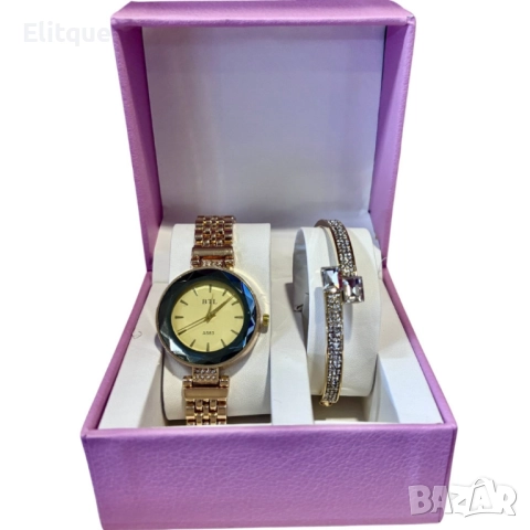 Дамски подаръчен комплект - Елегантен часовник с нежна гривна, снимка 4 - Бижутерийни комплекти - 52594803