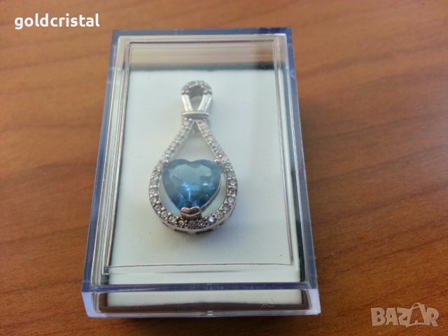 Сребърна висулка медальон с аквамарин , снимка 2 - Антикварни и старинни предмети - 42770963