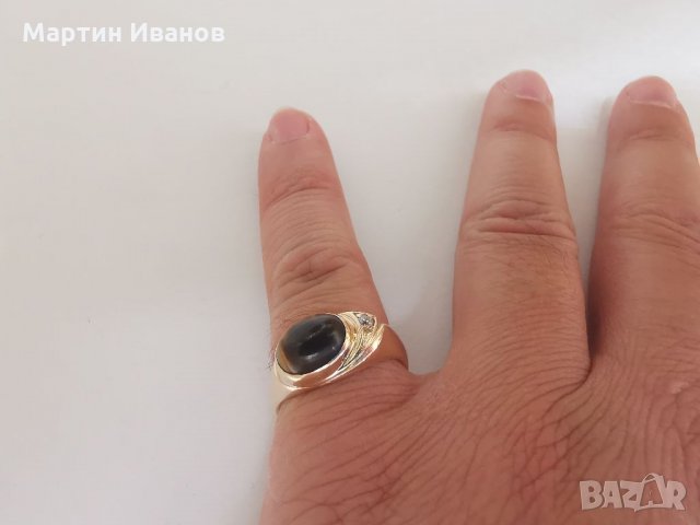 Златен пръстен с тигрово око , снимка 9 - Пръстени - 33719601