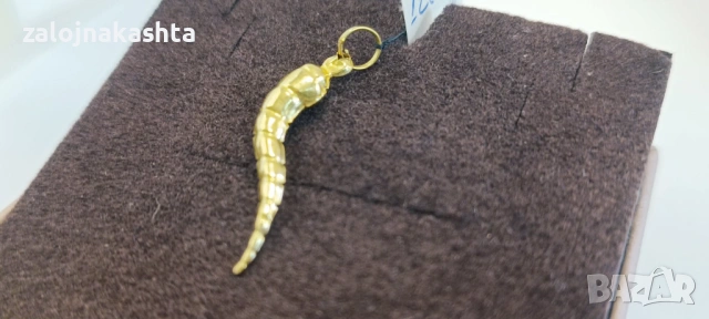 Нова-Златна висулка Рог-0,47гр/14кр, снимка 2 - Колиета, медальони, синджири - 53324218