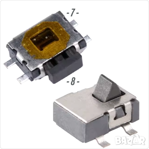 Микробутон / Тъч бутон SMD DIP монтаж , 3 PIN Tact Switch Button 4 PIN, снимка 5 - Друга електроника - 51953115