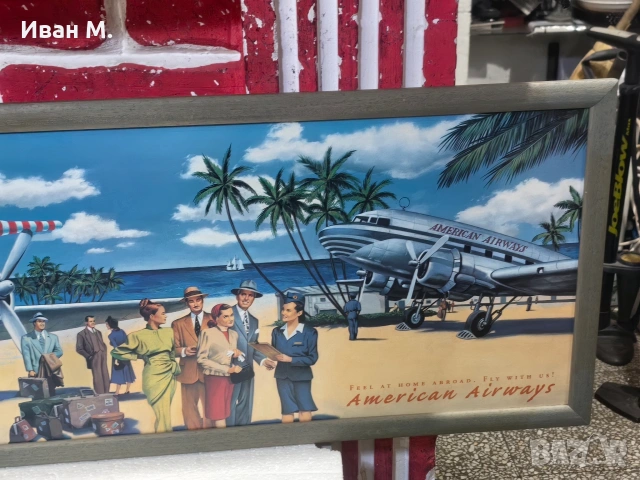 стара реклама на самолетна компания , снимка 6 - Рекламни табели - 53087452
