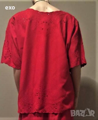 Елегантен комплект, Червен летен костюм, Комплект с пола, снимка 5 - Рокли - 44231353