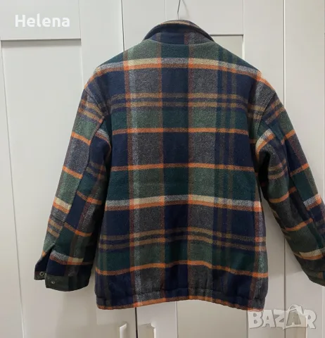 Карирано палто / яке тип бомбър ZARA с буква "C"  размер  9-10 , 140 см, снимка 5 - Детски якета и елеци - 56055087