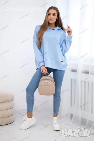 Дамски суичър от маслена материя, 8цвята , снимка 3 - Суичъри - 48966481