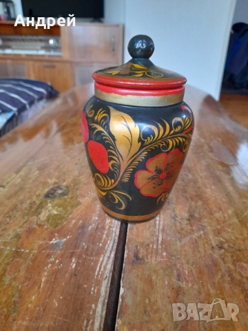 Стара дървена кутия,хохлома #12