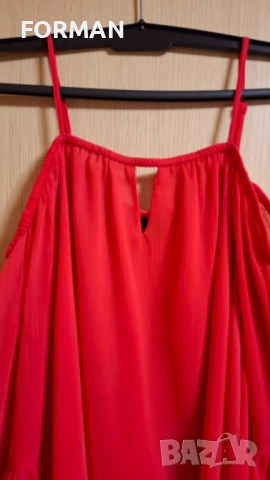 Червена риза с отворени рамене, снимка 6 - Ризи - 47958448