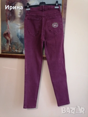 Дънки Laura Biagiotti в цвят бургунди, размер XS., снимка 2 - Дънки - 53353765