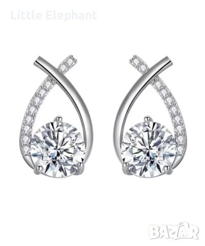 Сребърни обеци с кристали-преплетени,колекция"Bride"/нови