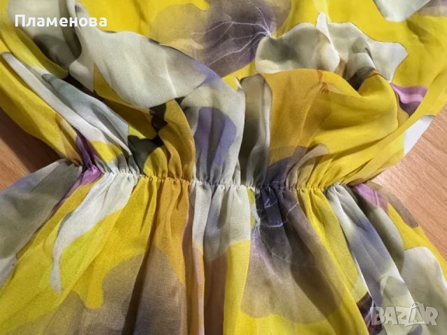 Жълта рокля на цветя Lilia - one size , снимка 3 - Рокли - 49336816