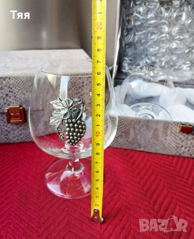 Стъклени чаши с посребрени елементи , снимка 9 - Антикварни и старинни предмети - 54321849