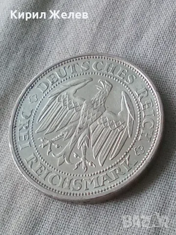 Германска сребърна монета от 3 райхсмарки 1929 година 13735, снимка 4 - Нумизматика и бонистика - 56198670