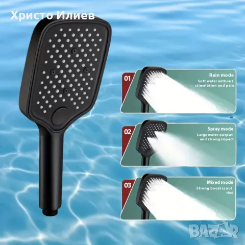 Душ система със стенен термостатен смесител Черен, снимка 5 - Смесители - 48797766