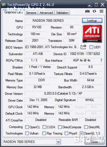 Видео карта ATi Radeon Manli 7000 32MB DDR 64bit AGP, снимка 10 - Видеокарти - 37253455