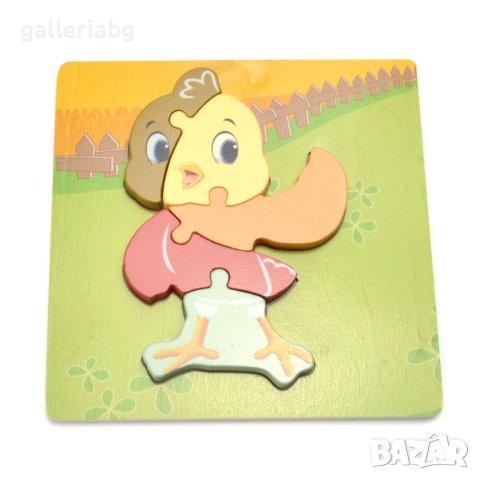 Дървен детски пъзел - пиленце