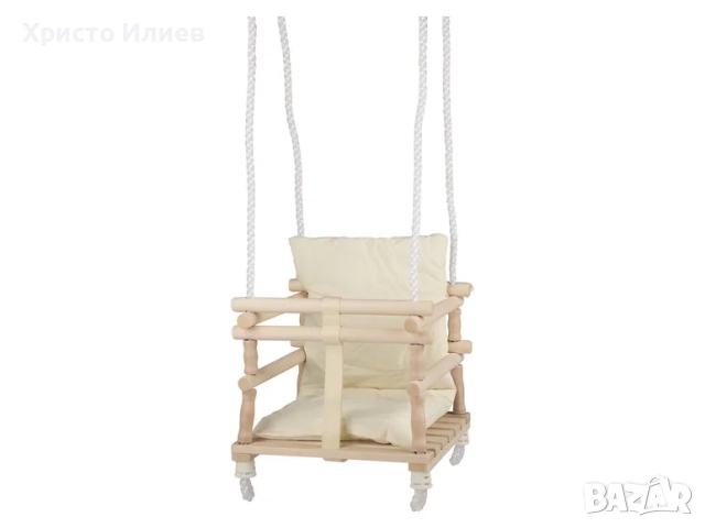 Детска дървена люлка С мека седалка, снимка 2 - Градински мебели, декорация  - 51935128