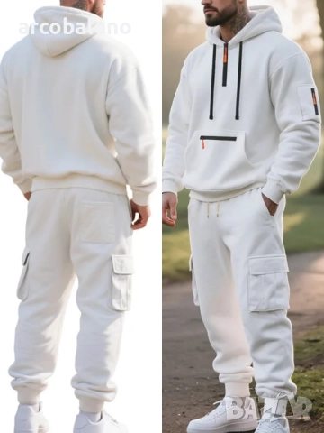 Ежедневен мъжки зимен комплект от две части с подплата от полар, 6цвята , снимка 3 - Спортни дрехи, екипи - 51531450