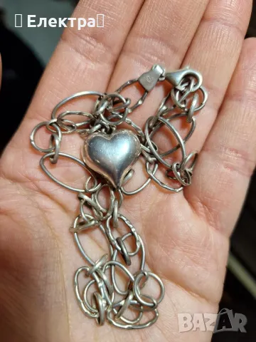 Дамско сребърно колие със сърце, снимка 3 - Колиета, медальони, синджири - 48688201