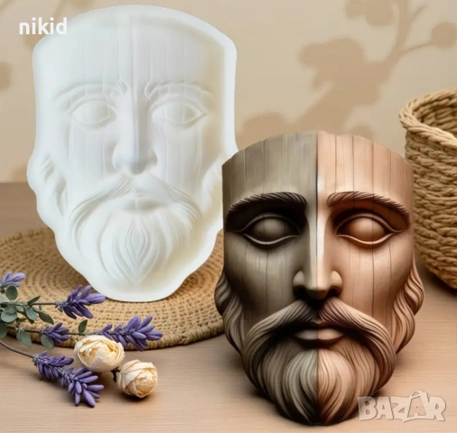 Скулптура лице с брада маска силиконов молд форма фондан шоколад гипс декор