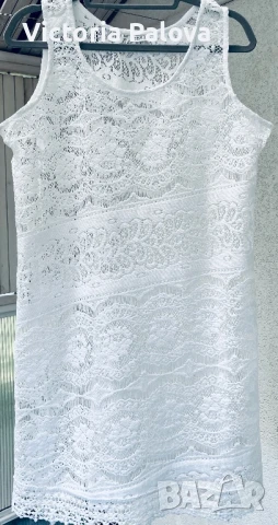 Бяла рокля индийска памучна дантела