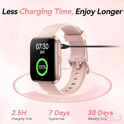 Смарт часовник за жени с Android и iPhone, 1,8" дамски смарт часовник с Alexa, IP68, снимка 7 - Смарт часовници - 49076152