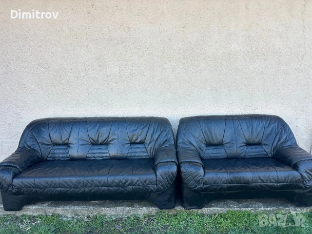 Комплект кожени дивани 3-ка + 2-ка – естествена кожа, снимка 2 - Дивани и мека мебел - 53958642
