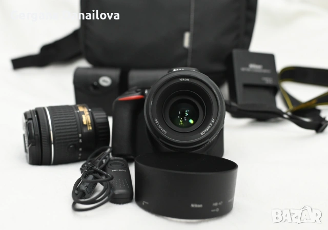 Nikon D5600 „Като нов“ (Само 8301 кадъра) + 2 обектива и пълен комплект аксесоари, снимка 2 - Фотоапарати - 53918645