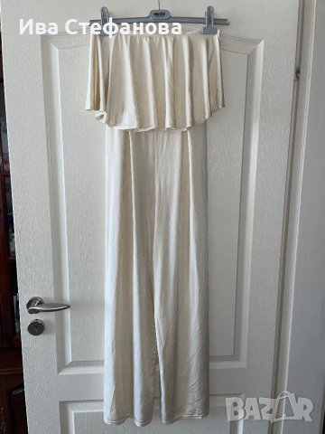 Елегантен нов  бял еластичен парти официален гащеризон ASOS Asos волани къдри , снимка 3 - Гащеризони - 40671699