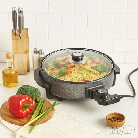 Многофункционален преносим електрически тиган -42 см, снимка 4 - Други - 51646728