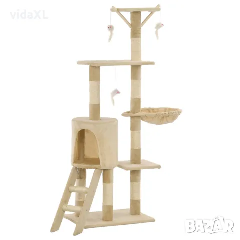 vidaXL Котешко дърво със сизалени стълбове, 138 см, бежово