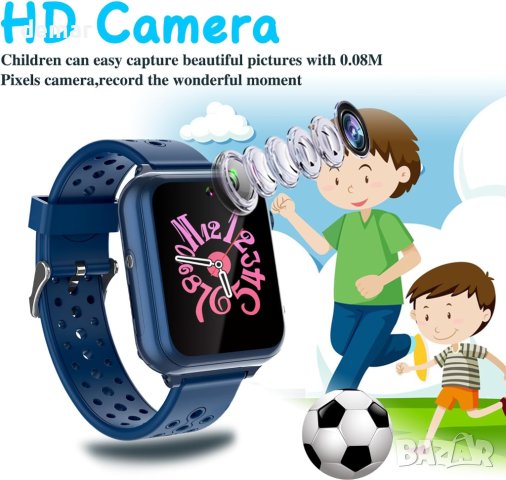 Смарт часовник за деца, 24 игри, за 2G SIM карта (синьо), снимка 6 - Смарт гривни - 42793037