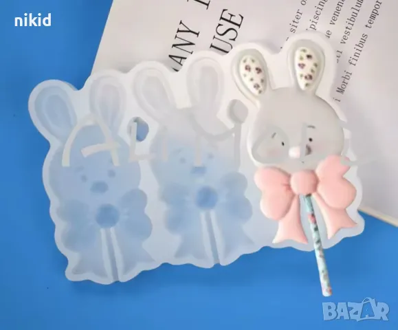 заек зайче с панделка силиконов молд форма близалки pops cakes Lollipop Pop Cake Попскейк фондан смо