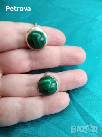 Сребърен пръстен с Малахит, снимка 3 - Пръстени - 53134602